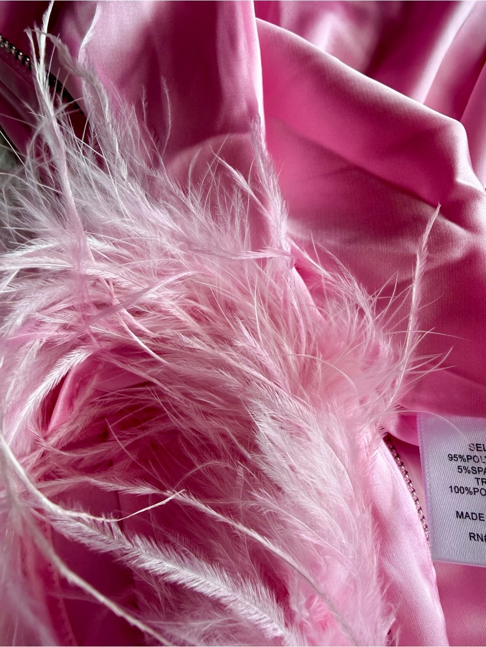 REVOLVE MORE TO COME PINK SATIN FEATHER TRIM CROP TOP XS - Picture 7 of 9